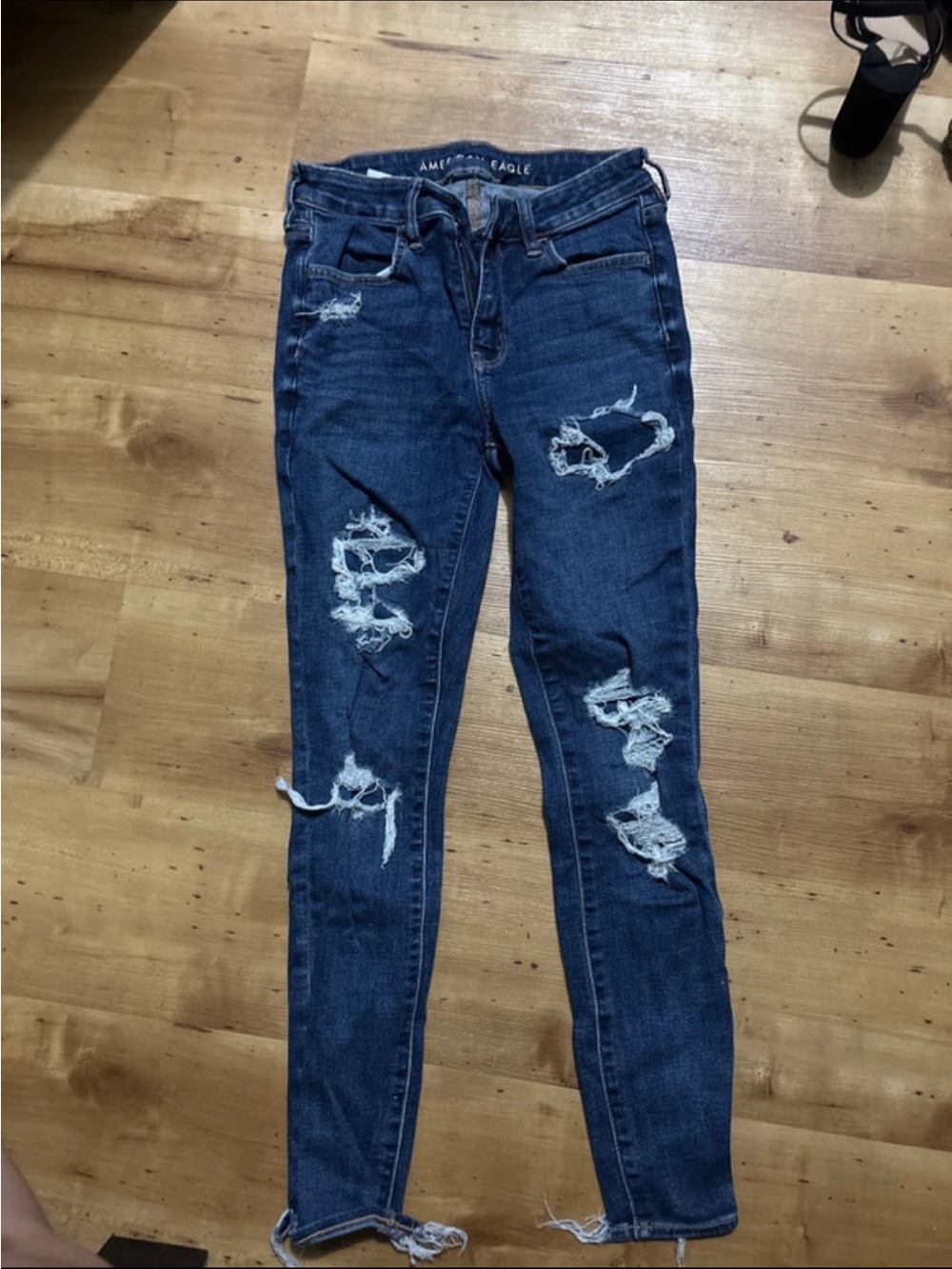 American Eagle Outfitters Women's Ripped Skinny Jeans - Dark Blue